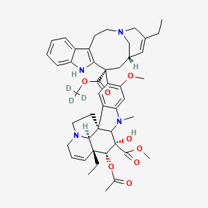 molecular formula C46H56N4O8 B13851261 methyl (1R,10S,11R,12R,19S)-11-acetyloxy-12-ethyl-4-[(13R,15S)-17-ethyl-13-(trideuteriomethoxycarbonyl)-1,11-diazatetracyclo[13.3.1.04,12.05,10]nonadeca-4(12),5,7,9,16-pentaen-13-yl]-10-hydroxy-5-methoxy-8-methyl-8,16-diazapentacyclo[10.6.1.01,9.02,7.016,19]nonadeca-2,4,6,13-tetraene-10-carboxylate 
