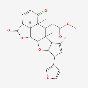 molecular formula C27H30O7 B13851293 Methyl 2-[5-(furan-3-yl)-7,9,11,15-tetramethyl-12,16-dioxo-3,17-dioxapentacyclo[9.6.1.02,9.04,8.015,18]octadeca-6,13-dien-10-yl]acetate 
