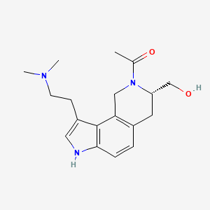 molecular formula C18H25N3O2 B13851484 (S)-1-(9-(2-(Dimethylamino)ethyl)-3-(hydroxymethyl)-3,4-dihydro-1H-pyrrolo[2,3-h]isoquinolin-2(7H)-yl)ethanone 