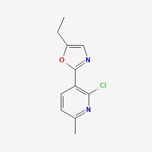 molecular formula C11H11ClN2O B13851580 2-Chloro-3-(5-ethyl-1,3-oxazol-2-yl)-6-methylpyridine 