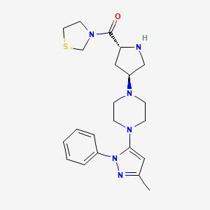 molecular formula C22H30N6OS B13851628 ((2R,4S)-4-(4-(3-methyl-1-phenyl-1H-pyrazol-5-yl)piperazin-1-yl)pyrrolidin-2-yl)(thiazolidin-3-yl)methanone 