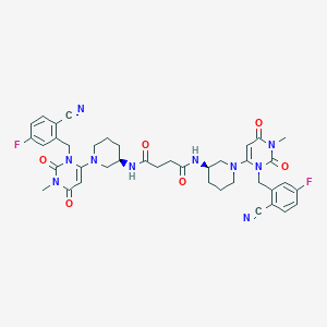 molecular formula C40H42F2N10O6 B13851679 N1,N4-bis((R)-1-(3-(2-cyano-5-fluorobenzyl)-1-methyl-2,6-dioxo-1,2,3,6-tetrahydropyrimidin-4-yl)piperidin-3-yl)succinamide 