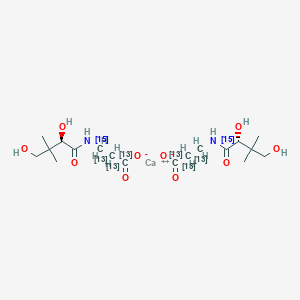 molecular formula C18H32CaN2O10 B13851687 Pantothenic acid-13C3,15N hemicalcium 