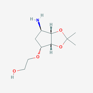 molecular formula C10H19NO4 B13851962 2-(((3aR,4R,6R,6aS)-6-Amino-2,2-dimethyltetrahydro-3aH-cyclopenta[d][1,3]dioxol-4-yl)oxy)ethanol 