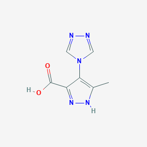 molecular formula C7H7N5O2 B1385200 5-Methyl-4-(4H-1,2,4-triazol-4-YL)-1H-pyrazole-3-carboxylic acid CAS No. 1239975-51-9