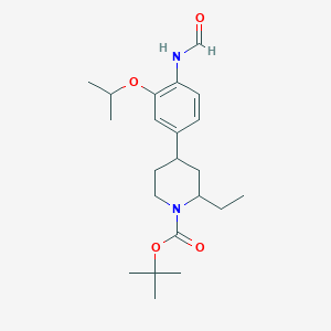 molecular formula C22H34N2O4 B13852084 Tert-butyl 2-ethyl-4-(4-formamido-3-propan-2-yloxyphenyl)piperidine-1-carboxylate 