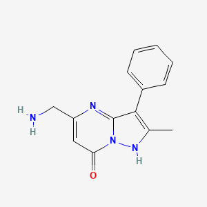 molecular formula C14H14N4O B1385214 5-(Aminomethyl)-2-methyl-3-phenylpyrazolo[1,5-a]pyrimidin-7(4H)-one CAS No. 956576-88-8