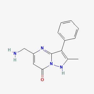 molecular formula C14H14N4O B1385214 5-(Aminomethyl)-2-methyl-3-phenylpyrazolo-[1,5-a]pyrimidin-7(4H)-one CAS No. 956576-88-8