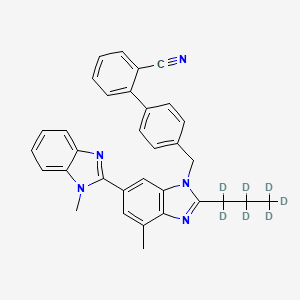 molecular formula C33H29N5 B13852220 4'-[(1,4'-Dimethyl-2'-propyl[2,6'-bi-1H-benzimidazol]-1'-yl)methyl]-[1,1'-biphenyl]-2-carbonitrile-d7 