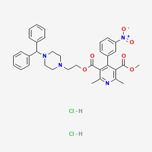 molecular formula C35H38Cl2N4O6 B13852335 3-(2-(4-Benzhydrylpiperazin-1-YL)ethyl) 5-methyl 2,6-dimethyl-4-(3-nitrophenyl)pyridine-3,5-dicarboxylate dihydrochloride 
