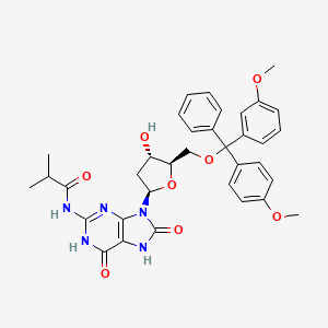 molecular formula C35H37N5O8 B13852419 N-[9-[(2R,4S,5R)-4-hydroxy-5-[[(3-methoxyphenyl)-(4-methoxyphenyl)-phenylmethoxy]methyl]oxolan-2-yl]-6,8-dioxo-1,7-dihydropurin-2-yl]-2-methylpropanamide 