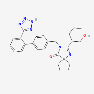 molecular formula C26H30N6O2 B13852440 2-[1-(Hydroxymethyl)butyl]-3-[[2'-(2H-tetrazol-5-yl)[1,1'-biphenyl]-4-yl]methyl]-1,3-diazaspiro[4.4]non-1-en-4-one 