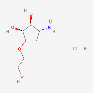 molecular formula C7H16ClNO4 B13852458 (1S,2S,3R,5S)-3-Amino-5-(2-hydroxyethoxy)cyclopentane-1,2-diol Hydrochloride 