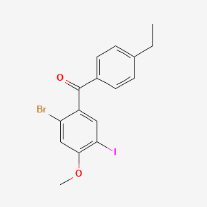 molecular formula C16H14BrIO2 B13852492 (2-bromo-5-iodo-4-methoxyphenyl)(4-ethylphenyl)Methanone CAS No. 1022983-54-5