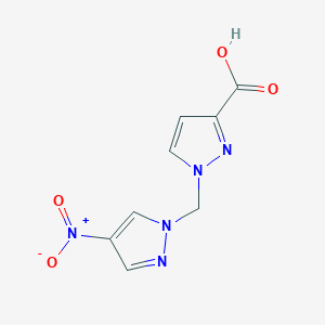 molecular formula C8H7N5O4 B1385250 1-[(4-Nitro-1H-pyrazol-1-YL)methyl]-1H-pyrazole-3-carboxylic acid CAS No. 1177312-52-5