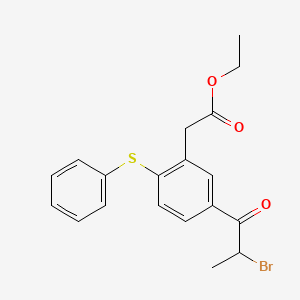 molecular formula C19H19BrO3S B13852527 Ethyl 2-[5-(2-bromopropanoyl)-2-phenylsulfanylphenyl]acetate 