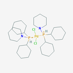 molecular formula C34H66Cl2N2P2Pd+2 B13852535 Dichloropalladium;dicyclohexyl(piperidin-1-yl)phosphanium 