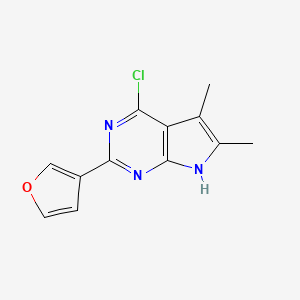 molecular formula C12H10ClN3O B13852556 4-chloro-2-(furan-3-yl)-5,6-dimethyl-7H-pyrrolo[2,3-d]pyrimidine 