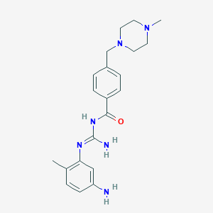 molecular formula C21H28N6O B13853077 N-(N-(5-amino-2-methylphenyl)carbamimidoyl)-4-((4-methylpiperazin-1-yl)methyl)benzamide 