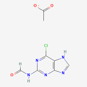 molecular formula C8H7ClN5O3- B13853125 N-(6-chloro-7H-purin-2-yl)formamide;acetate 