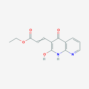 molecular formula C13H12N2O4 B138534 ethyl 3-(2-hydroxy-4-oxo-1H-1,8-naphthyridin-3-yl)prop-2-enoate CAS No. 153457-35-3