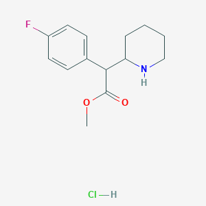 molecular formula C14H19ClFNO2 B13853446 Methyl 2-(4-fluorophenyl)-2-(piperidin-2-yl)acetate hydrochloride 