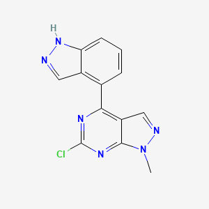 molecular formula C13H9ClN6 B13853680 6-chloro-4-(1H-indazol-4-yl)-1-methylpyrazolo[3,4-d]pyrimidine 