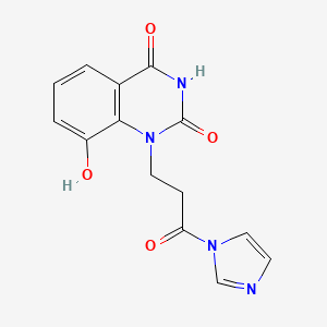 molecular formula C14H12N4O4 B13853717 1-(3-(1H-Imidazol-1-yl)-3-oxopropyl)-8-hydroxyquinazoline-2,4(1H,3H)-dione 