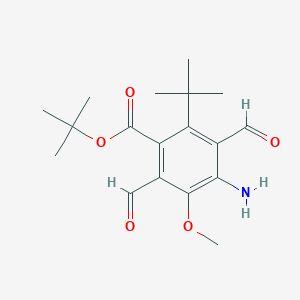 molecular formula C18H25NO5 B13853734 Tert-butyl 4-amino-2-tert-butyl-3,6-diformyl-5-methoxybenzoate 
