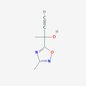 molecular formula C7H8N2O2 B13853832 2-(3-Methyl-1,2,4-oxadiazol-5-yl)but-3-yn-2-ol CAS No. 1202769-74-1