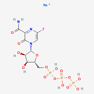 molecular formula C10H15FN3NaO15P3+ B13854157 sodium;[[(2R,3S,4R,5R)-5-(3-carbamoyl-5-fluoro-2-oxopyrazin-1-yl)-3,4-dihydroxyoxolan-2-yl]methoxy-hydroxyphosphoryl] phosphono hydrogen phosphate 
