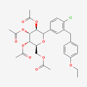 molecular formula C29H33ClO10 B13854504 (2S,3S,4R,5S)-2-(Acetoxymethyl)-6-(4-chloro-3-(4-ethoxybenzyl)phenyl)tetrahydro-2H-pyran-3,4,5-triyl Triacetate 