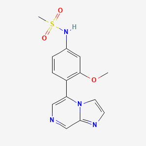 molecular formula C14H14N4O3S B13854720 N-(4-imidazo[1,2-a]pyrazin-5-yl-3-methoxyphenyl)methanesulfonamide 