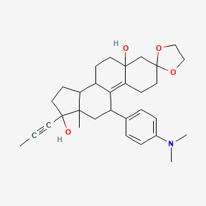 molecular formula C31H41NO4 B13854831 11'-[4-(dimethylamino)phenyl]-13'-methyl-17'-prop-1-ynylspiro[1,3-dioxolane-2,3'-2,4,6,7,8,11,12,14,15,16-decahydro-1H-cyclopenta[a]phenanthrene]-5',17'-diol 