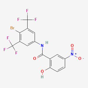 molecular formula C15H7BrF6N2O4 B13854854 N-[4-Bromo-3,5-(bistrifluoromethyl)phenyl]-2-hydroxy-5-nitrobenzamide 