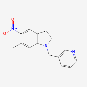 molecular formula C16H17N3O2 B13854942 4,6-Dimethyl-5-nitro-1-(pyridin-3-ylmethyl)-2,3-dihydroindole 