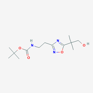 molecular formula C13H23N3O4 B13855381 tert-butyl N-[2-[5-(1-hydroxy-2-methylpropan-2-yl)-1,2,4-oxadiazol-3-yl]ethyl]carbamate CAS No. 1244058-79-4