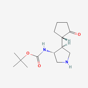 molecular formula C14H24N2O3 B13855516 tert-Butyl ((3R,4S)-4-((S)-2-oxocyclopentyl)pyrrolidin-3-yl)carbamate 