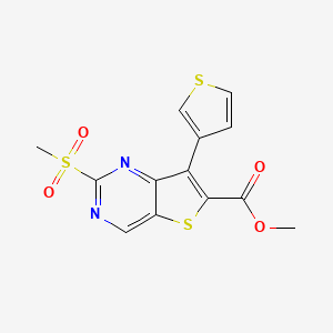 molecular formula C13H10N2O4S3 B13855913 Methyl 2-methylsulfonyl-7-thiophen-3-ylthieno[3,2-d]pyrimidine-6-carboxylate 