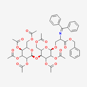 molecular formula C49H55NO20 B13855914 benzyl 2-(benzhydrylideneamino)-3-[(2R,5S)-3,4-diacetyloxy-6-(acetyloxymethyl)-5-[(2S,5S)-3,4,5-triacetyloxy-6-(acetyloxymethyl)oxan-2-yl]oxyoxan-2-yl]oxypropanoate 