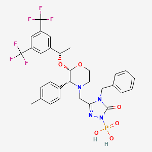molecular formula C31H31F6N4O6P B13856043 1-(3,5-Bis(trifluoromethyl)phenyl)ethoxy)-3-(p-tolyl)morpholino)methyl)-5-oxo-4,5-dihydro-1H-1,2,4-triazol-1-yl)phosphonic Acid 