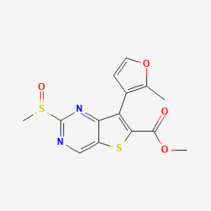 molecular formula C14H12N2O4S2 B13856100 Methyl 7-(2-methylfuran-3-yl)-2-methylsulfinylthieno[3,2-d]pyrimidine-6-carboxylate 