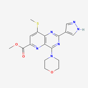 molecular formula C17H18N6O3S B13856171 methyl 8-(methylthio)-4-morpholin-4-yl-2-(1H-pyrazol-4-yl)pyrido[3,2-d]pyrimidine-6-carboxylate 