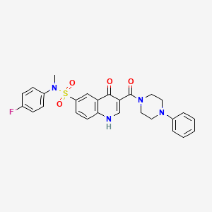 molecular formula C27H25FN4O4S B13856287 N-(4-fluorophenyl)-N-methyl-4-oxo-3-(4-phenylpiperazine-1-carbonyl)-1,4-dihydroquinoline-6-sulfonamide 