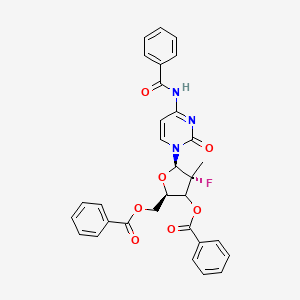 molecular formula C31H26FN3O7 B13856312 N4,3',5'-Tribenzoyl,2'-deoxy-2'beta-fluoro-2'C-alpha-methyl Cytidine 