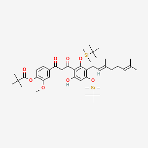 molecular formula C43H66O8Si2 B13856521 2,4-bis((tert-Butyldimethylsilyl)oxy)-3-oxopropanoyl Cannflavin A Pivalate 