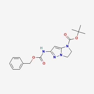 molecular formula C18H22N4O4 B13856639 tert-Butyl 6-(Benzyloxycarbonylamino)-2,3-Dihydro-1H-Imidazo{1,2-b]pyrazole-1-carboxylate 