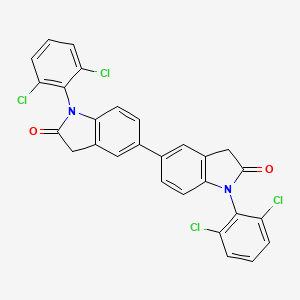 molecular formula C28H16Cl4N2O2 B13856670 1,1'-Bis(2,6-dichlorophenyl)-[5,5'-biindoline]-2,2'-dione 