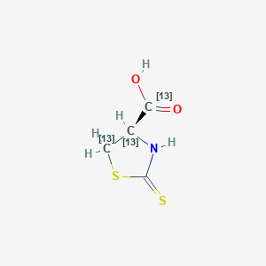 molecular formula C4H5NO2S2 B13856695 (R)-2-Thioxothiazolidine-4-carboxylic acid-13C3 
