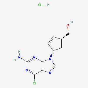molecular formula C11H13Cl2N5O B13856783 cis-rac-4-(2-Amino-6-chloro-9H-purin-9-yl)-2-cyclopentene-1-methanol Hydrochloride 